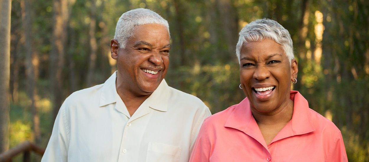 husband and wife laughing together