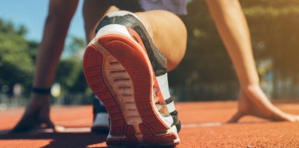 Man running track