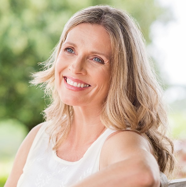 woman smiling outside